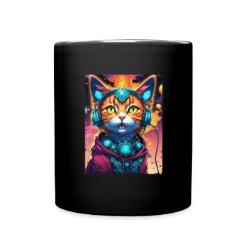 Psy Katze 2.0 - Tasse einfarbig - Schwarz - Vorne