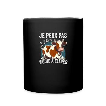 Je Peux pas J'ai vache à élever cadeau vache - Mug uni - noir - Devant