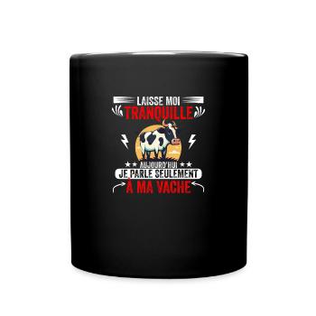 Je Parle Seulement Avec Ma vache idée Cadeau - Mug uni - noir - Devant
