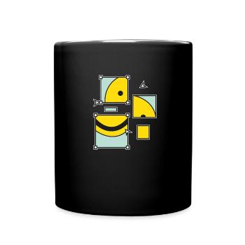 Smiley Gesicht Kunst Grafik Geschenk - Tasse einfarbig - Schwarz - Vorne