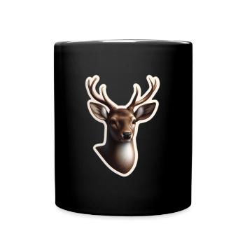 Hirschkopf Geweih Illustration - Tasse einfarbig - Schwarz - Vorne