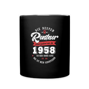 1958 Geburtstag Rentner geboren 1958 - Tasse einfarbig - Schwarz - Vorne