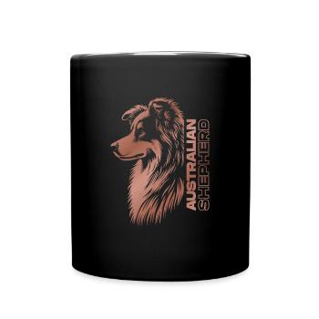 Australian Shepherd Portrait | Aussie's head rose gold - Full Colour Mug - black - Front