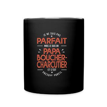 je suis un papa boucher charcutier cadeau humour - Mug uni - noir - Devant