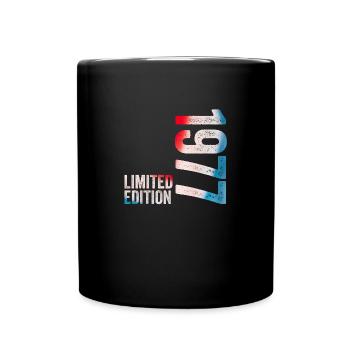 1977 Limitiertes Geburtstagsgeschenk 1977 - Tasse einfarbig - Schwarz - Vorne