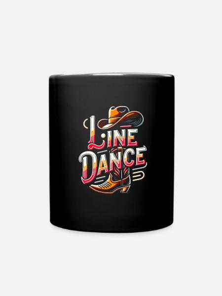 Farbenfrohes Line Dance Design mit Cowboyhut - Tasse einfarbig - Schwarz