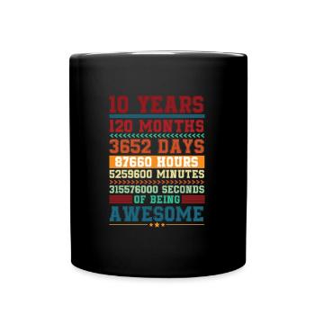 10 Years of Awesomeness – 10th Birthday - Full Colour Mug - black - Front