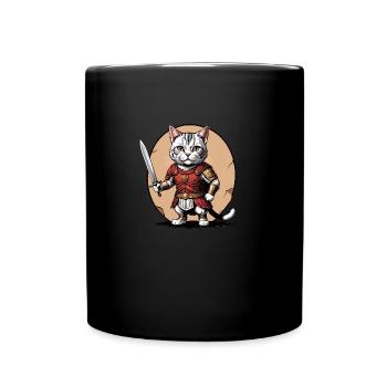 Cat Roman Warrior Cat Gift - Full Colour Mug - black - Front