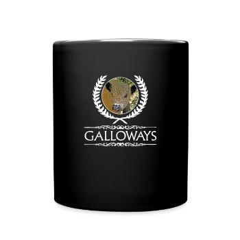 Galloway Stier im Lorbeerkranz - Tasse einfarbig - Schwarz - Vorne