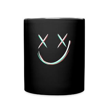 Smile mit x Augen - Tasse einfarbig - Schwarz - Vorne