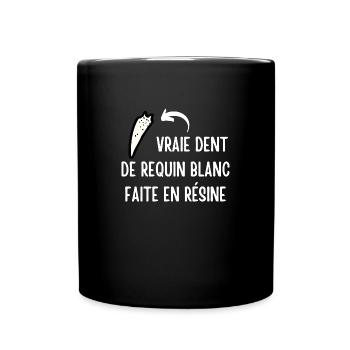 vraie dent de requin blanc faite en résine - Mug uni - noir - Devant