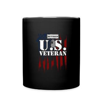 Retired U.S. Veteran - Veteran - Full Colour Mug - black - Front