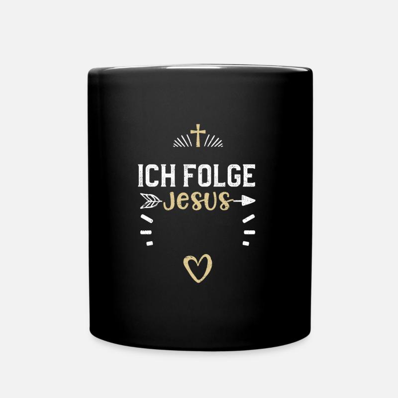 Ich folge Jesus - Jesus - Tasse einfarbig - Schwarz