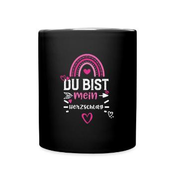 Du bist mein Herzschlag - Tasse einfarbig - Schwarz - Vorne