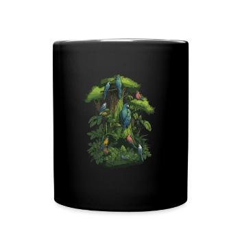 Parrot Bird Macaw Grey Parrot Tree - Full Colour Mug - black - Front