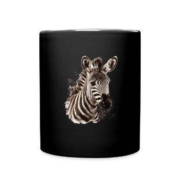 Zebra Afrika Tier - Tasse einfarbig - Schwarz - Vorne
