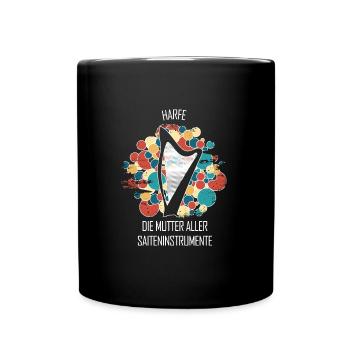 Harfe Geschenk Musikinstrument Musiker Zupfen - Tasse einfarbig - Schwarz - Vorne