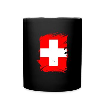 Drapeau de la Suisse Vintage Cross Used Look Suisse - Mug uni - noir - Devant