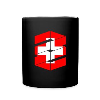 Drapeau de la Suisse Vintage Croix Utilisé Look Suisse - Mug uni - noir - Devant