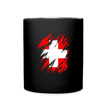 Drapeau de la Suisse Vintage Croix en détresse Look Suisse - Mug uni - noir - Devant