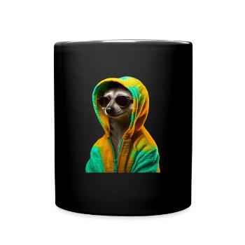 Suricate avec lunettes de soleil Animaux colorés et cool - Mug uni - noir - Devant