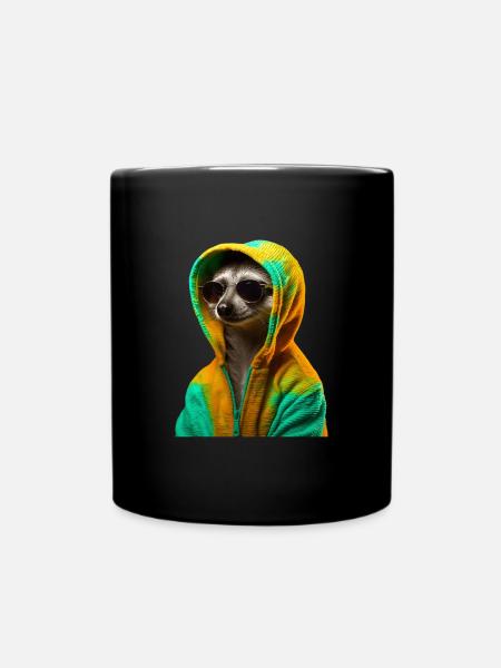 Suricate avec lunettes de soleil Animaux colorés et cool - Mug uni - noir