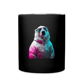 Ours polaire avec lunettes de soleil Ours polaire coloré Cool - Mug uni - noir - Devant