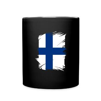 Finlande Drapeau Suomi Drapeau finlandais utilisé Look - Mug uni - noir - Devant
