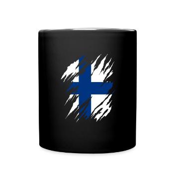 Finnland Flagge Suomi Finnische Fahne Used Look - Tasse einfarbig - Schwarz - Vorne