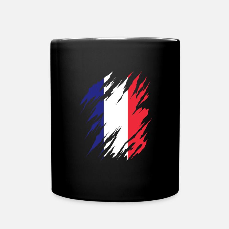 Drapeau de la France Look en détresse Drapeau français - Mug uni - noir