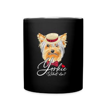 Yorkie mit Hut Yorkshire Terrier was sonst? - Tasse einfarbig - Schwarz - Vorne