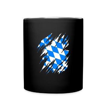 Bayern Flagge Used Look Bayerische Fahne Vintage - Tasse einfarbig - Schwarz - Vorne