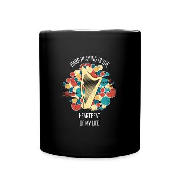 Harp Gift Musical Instrument Musician Plucking - Full Colour Mug - black - Front