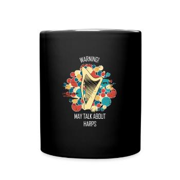 Harp Gift Musical Instrument Musician Plucking - Full Colour Mug - black - Front