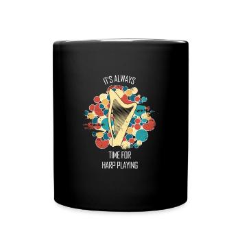 Harp Gift Musical Instrument Musician Plucking - Full Colour Mug - black - Front