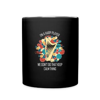 Harp Gift Musical Instrument Musician Plucking - Full Colour Mug - black - Front