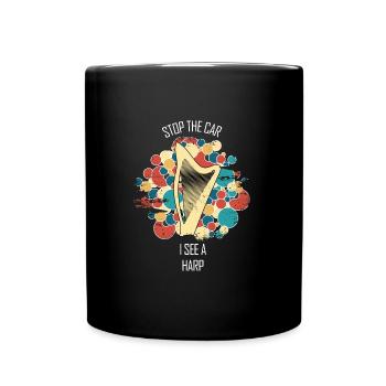 Harp Gift Musical Instrument Musician Plucking - Full Colour Mug - black - Front