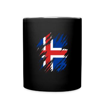 Island Flagge Vintage Isländische Flagge Reise - Tasse einfarbig - Schwarz - Vorne