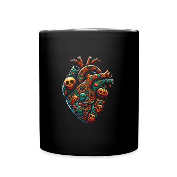 Coeur décoratif coloré - Mug uni - noir - Devant