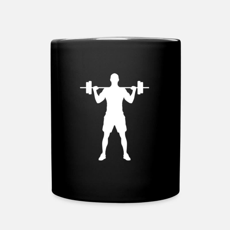 Sporty man with dumbbell white - Full Colour Mug - black