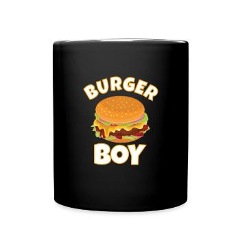 HAMBURGER / CHEESEBURGER: Burger Boy - Tasse einfarbig - Schwarz - Vorne