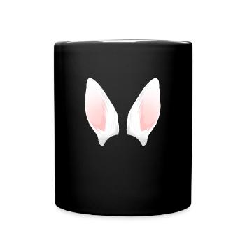 Cuillère à oreilles de lapin blanc - Mug uni - noir - Devant