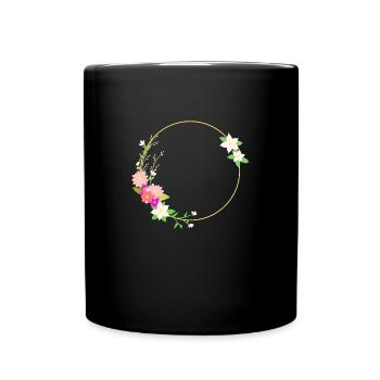 Couronne de fleurs - Mug uni - noir - Devant
