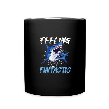 Fintastic Haifisch Lustig - Tasse einfarbig - Schwarz - Vorne