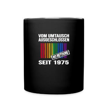 1975 geburtstag regenbogen pride birthday-party - Tasse einfarbig - Schwarz - Vorne