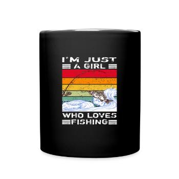 Ich bin nur ein Mädchen, dass Fischen liebt - Tasse einfarbig - Schwarz - Vorne