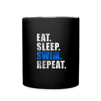 MANGER DORMIR NAGER RÉPÉTER Flotteur de sauvetage de natation - Mug uni - noir - Devant