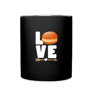 Krapfen Berliner Pfannkuchen Faschingskrapfen - Tasse einfarbig - Schwarz - Vorne