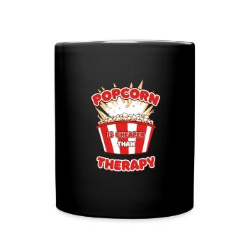 Popcorn Is Cheaper Than Therapy Kinofan - Tasse einfarbig - Schwarz - Vorne