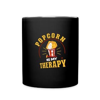 Popcorn Is My Therapy Movie Fan Movie Lovers - Full Colour Mug - black - Front